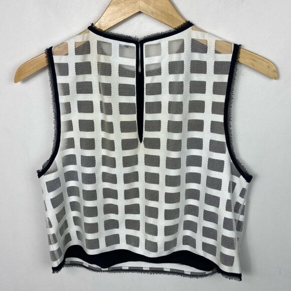 Intermix Colorblock Lace Crop Top White ST5006 Size Small Frayed Edge Modern S - Picture 6 of 7